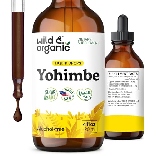 wild amp organic yohimbe supplements for men amp women - 5 mg yohimbine extract tincture - alcohol-free yohimbe bark drops - vegan non-gmo amp sugar-free