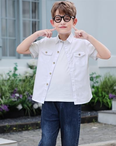 Image of SANGTREE Summer Button Down Shirts Cottn Tops for Men Women Boy Girl