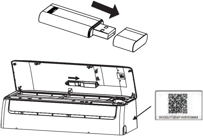 Diagram showing installation of the WiFi module into an air conditioner