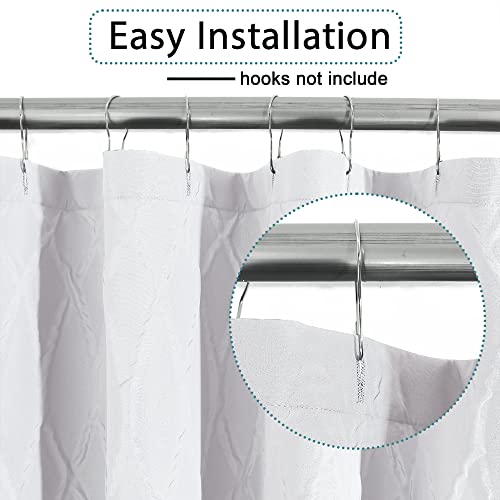 Simplebrand Windham Fabric Shower Curtain, 3D Geometric Embossed Textured Shower Curtains For Bathroom, Solid Color Bath Stall White Shower Curtain, Soft Elegance Bathroom Decor, 48Wx72H Inch, White #TOP1