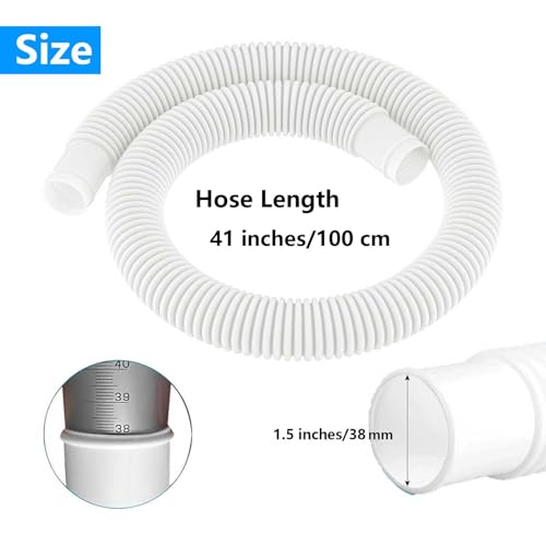 1-1/2 Inch×41 Inch Pool Hoses for Above Ground Pools with Clamps - 1.5" Diameterd Replacement Pool Pump Hose Compatible with Intex Coleman Skimmer Surface Pool Pump (White -2 Pack) by Sougrifow - Used condition - Image 2
