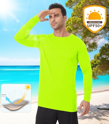 Image of Mens Tall Rash Guard Long Sleeve T Shirts-UPF 50+ Sun Protection Swim Tee