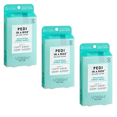 VOESH Pedi in a Box 4 Step Ocean Refresh - 3 Pack, At-Home Pedicure Treatment, Spa Pedicure, Foot Spa, Foot Soak, Foot Scrub, DIY Pedi, Pedicure Set