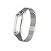OLLIVAN Xiaomi Mi Band 3 Replacement Strap, Stainless Steel Wristband Bracelet Replacement Band Wrist Strap for Mi Band 3 Tracker, Host Remove Easily via Double Elastic Buckle (Buckle Sliver)