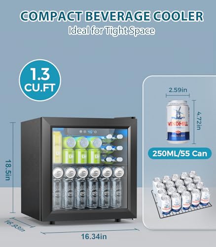 Electactic JC-90 55 Cans Beverage Refrigerator Cooler, 1.3 Cu.Ft Mini Fridge Countertop Drink Cooler thumb #2