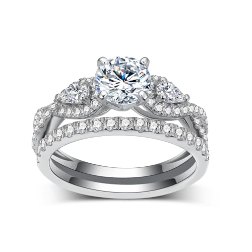 2 Carat(ctw) Round-Cut Moissanite Engagement Rings Sets for Women,925 Sterling Silver Infinity Wedding Rings Sets,Bridal Ring Sets for Anniversary Birthday
