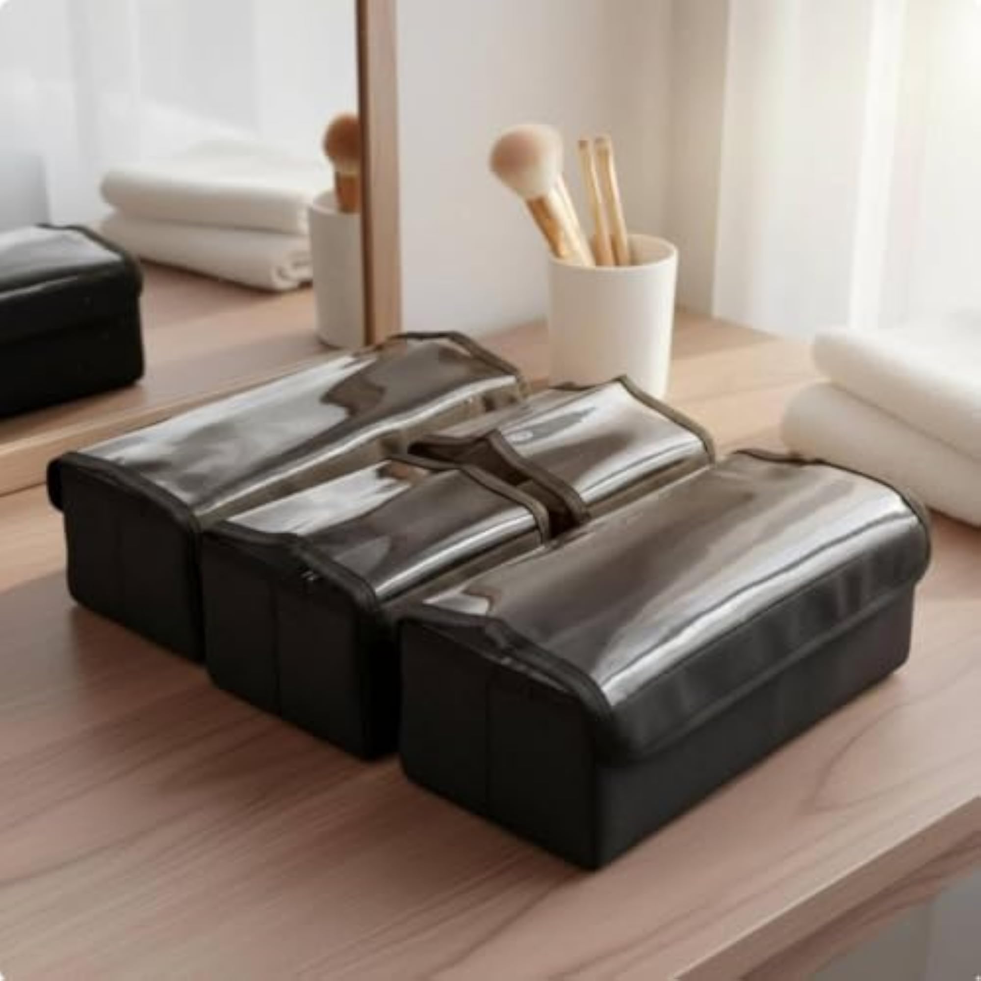Foldable Makeup Storage Box, Modular Cosmetic Case