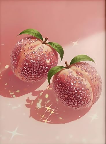 AIBOERL Peach Diamond Art Kits for Adults,Peach 5D Diamond Painting Kits for Adults Beginners,DIY Full Round Drill Diamond Dot Painting Gem Art Kits for Adult, Home Wall Decor 12x16Inch