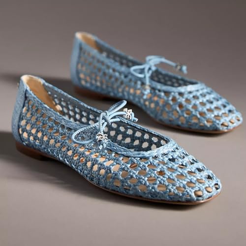 Ballet Flats for Women Woven Lace Up Round Closed Toe Penny Loafers Flats Slip On Ballerina Pump Shoes Comfortable Casual Daily Walking Business Dressy2