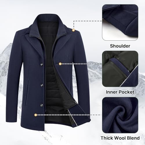 Cappotto da uomo in lana, spesso, invernale, caldo