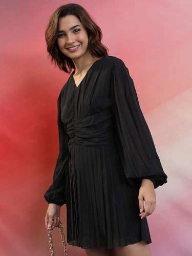 Image of Tokyo Talkies Women's Long Sleeves V-Neck Solid Dresses| Dresses Women| Dresses| Stylish| Casual
