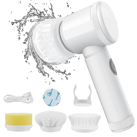 Multi-Functional Electric Cleaning Brush 5 in 1 Magic Scrubber Household Spin Scrubber with 3 Brush Heads, Buffer Polisher, for Bathroom Rechargeable Cleaning Tools-image-33