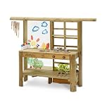 Plum Discovery Outdoor Mud Pie Kitchen Sensory Play - Built in Planter-Garden Tools, Sink, Cooking Utensils, Easy Clean Paint Screen with Water Based Paint, Suitable for 3 Years Plus (110401C108)