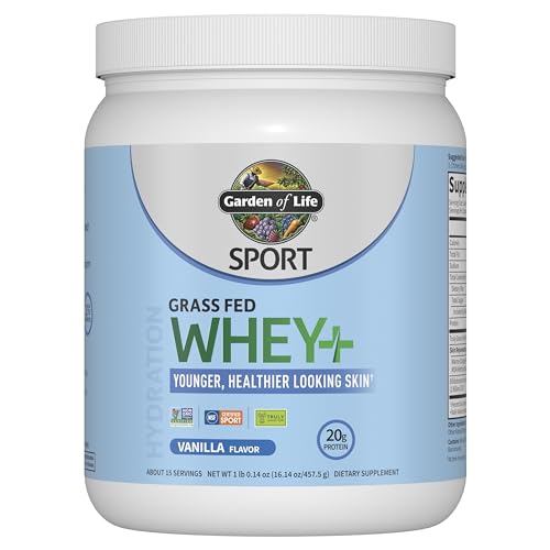 Image of Garden of Life Sport, Grass Fed Whey+, Vanilla, 1 lb 0.14 oz (457.5 g)