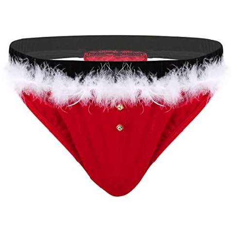 YiZYiF Men's Velvet Christmas Thong Underwear Cover