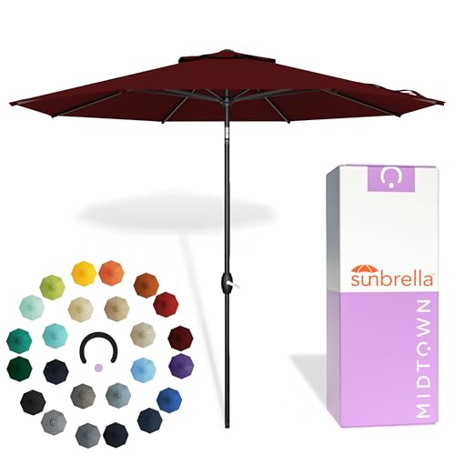 Image of Midtown Umbrellas Lean - 10 Ft Patio Umbrella, Burgundy Canopy