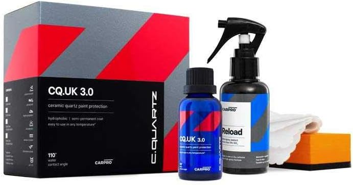 CARPRO CQUARTZ UK 3.0_30ml Kit w/Reload - Ceramic Coating Finish, Quartz Based Nanotechnology, Bonds to Paint, Glass, Metal and Plastic