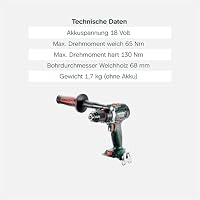 metabo Akku-Bohrschrauber BS 18 LTX BL I, 18 V Brushless Akkuschrauber | Ohne Akku und Ladegerät, mit Impulsbetrieb, Zusatzhandgriff, Gürtelhaken, Bitdepot, 18V CAS System, 602358850 – Ansicht 4