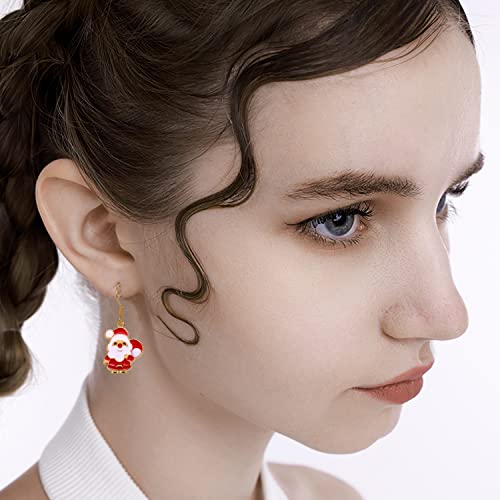 Boucles d'oreilles pendantes en forme de Père Noël pour femme et fille, hypoallergéniques à suspendre pour les vacances, les festivals, les fêtes, les bijoux, cadeau pour meilleure amie, sœur – vue 3