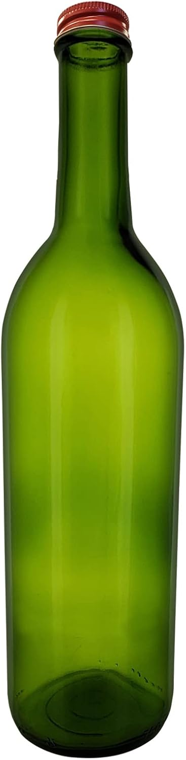 Home Brew Ohio 750 ml Green Bordeaux Bottles, Screw Top, Case of 12 With 28mm Red Metal Lids