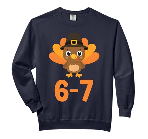 67 Thanksgiving Turkey Six Seven Meme Funny Boys Kids Cute Comfort Colors Adult Sweatshirt