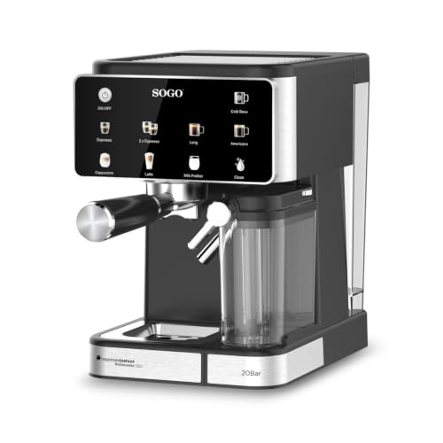 Macchina da Caffè Espresso Automatica con Pannello Touch, Cappuccino e Latte Automatico, 9 Selezioni Bevanda, ULKA Pompa, Serbatoio Latte Integrato, Alta Pressione