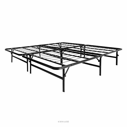 Lucid Foldable Metal Platform Bed Frame And Mattress Foundation -Strong And Sturdy Support - Quiet Noise Free - Queen Size #TOP5