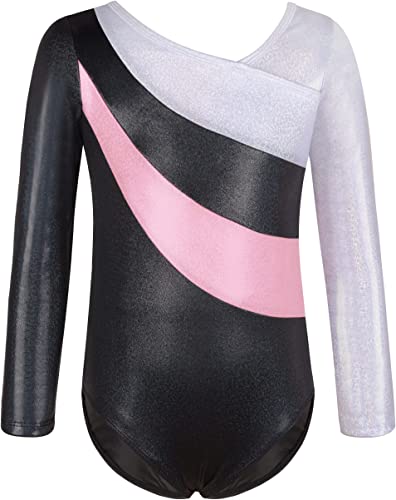 Mulnall Turnanzug Mädchen Langärmelig Gymnastikanzug Mädchen Kinder Gymnastikanzug Klassisch Trikot Gymnastik Training Dancewear für Mädchen 2-10 Jahre(5901-06-100)