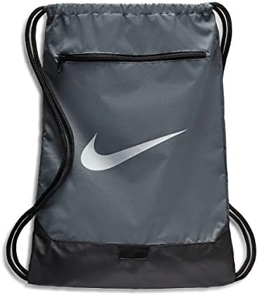 Nike Brasilia Training Gymsack, Drawstring Backpack with Zipper Pocket and Reinforced Bottom, Flint Grey/Flint Grey/White