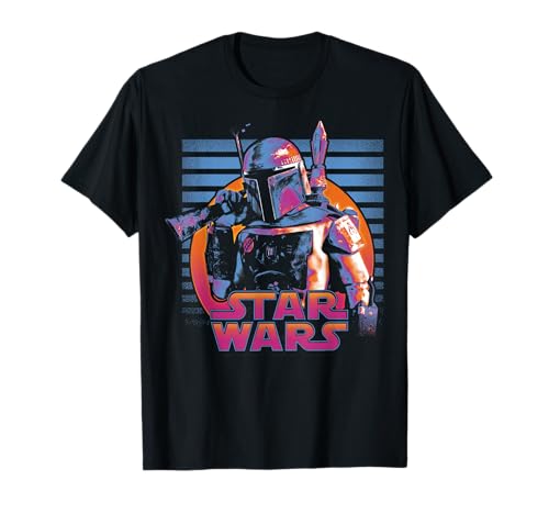 Star Wars haut imprimé Boba Fett graphique néon rétro et col rond en coton doux