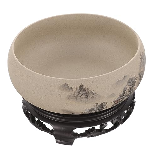 Ipetboom 1 zestaw Ceramiczna Doniczka Dekoracyjna z Podstawą z Plastiku Hydroponiczny Wazon Bonsai Idealny Do Roślin Wodnych Nowoczesny Do Domu i Ogrodu