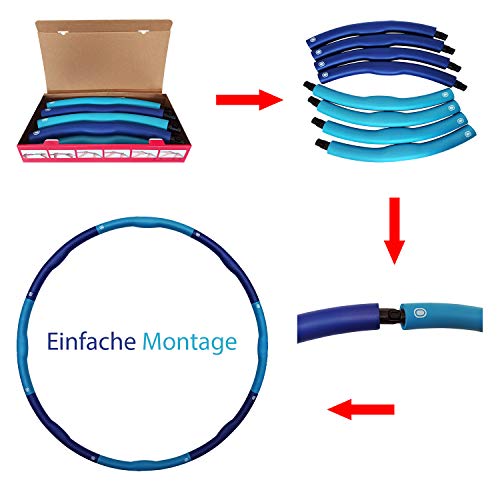 Foto von The Family professionell Hoola Hoop -Reifen für Erwachsene, Hula-Reifen für Training, 1200 gr, 8 Abschnitte- abnehmbar, 100 cm,weich, Fitness-Hoola-Reifen