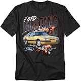 Popfunk Ford Mustang Checkered 5.0 Unisex Adult T Shirt, Black, X-Large