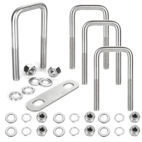 Image of 4Pack U Bolts Square U Bolts 2-1 /16 inch Inner Width Stainless Steel Boat Trailer U-Bolt with Washers and Nuts, Replacement Parts and Accessories for Automobiles Trailer, Ski Boat, or Sailboat Trailers