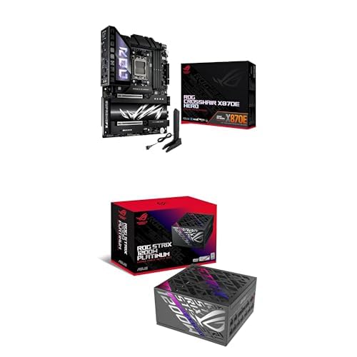 Bundle of ASUS ROG Crosshair X870E Hero AMD AM5 ATX Motherboard, DDR5, PCIe® 5.0, 5X M.2, Wi-Fi 7 + ASUS ROG Strix 1200W Platinum (Fully Modular Power Supply, 80 Plus Platinum Certified, ATX 3.1)