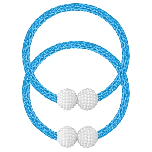 Image of 2Pack Magnetic Curtain Tiebacks, Curtain Tiebacks Buckles Holdbacks Holder Hooks Clip,Decorative Drape Handmade Curtain Tie Back(Blue)