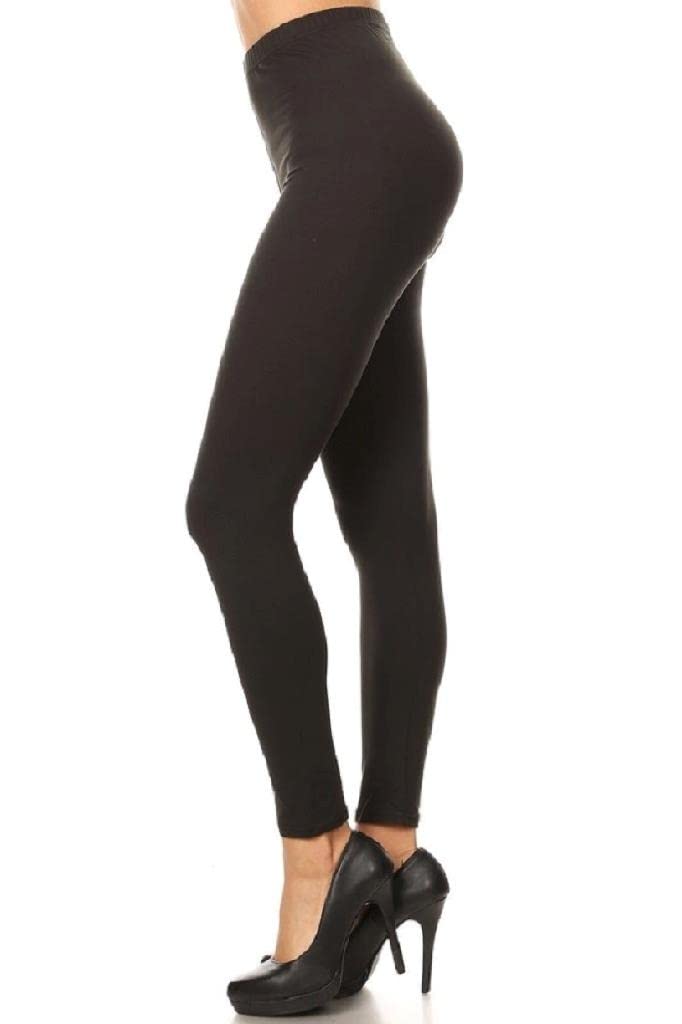 Jvini Women's Ultra Buttery Soft Leggings - Full Length Stretch Tight Pant for Yoga Lounge Essential Black XL