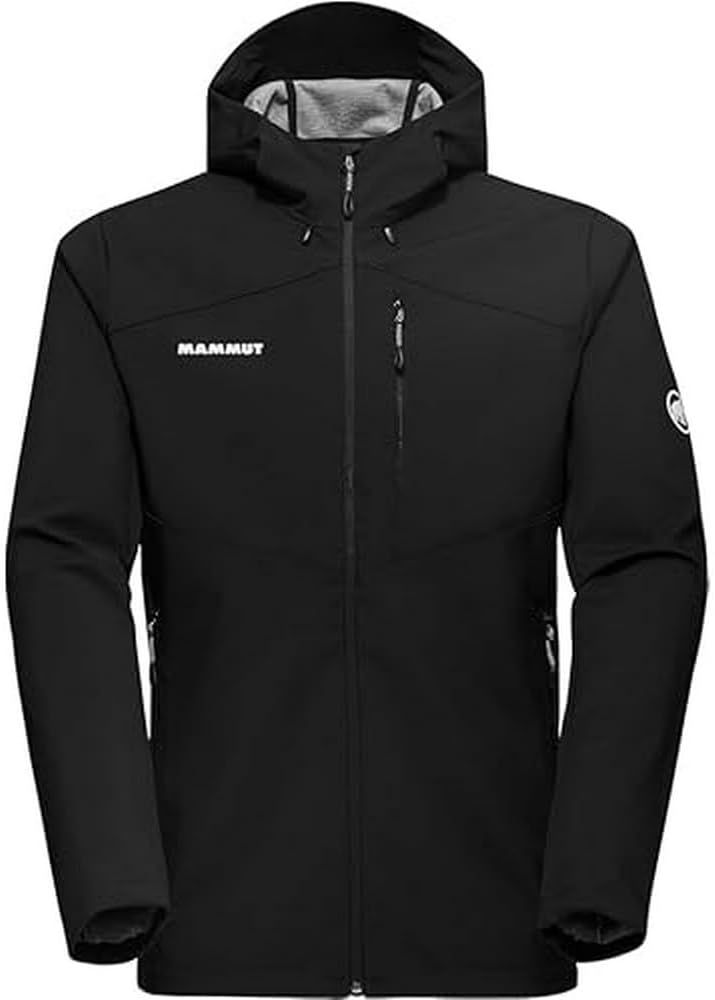 Mammut Mens Outdoor Softshell Hooded Jacket, Windproof and Water Resistant for Hiking and Traveling