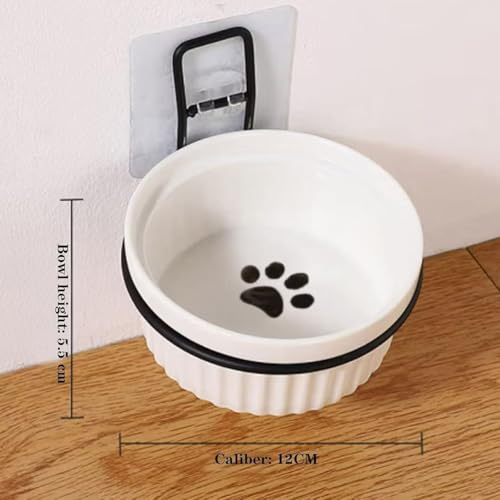 Premium Hundenapf Keramik,hundenapf katzennapf Keramik Futternapf Katze mit Eisen Halter für kleine Hunde und Katzen, Näpfe mit Futterstation aus Eisen + Hakenaufkleber