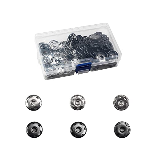 Mromax 30 Set Snap Fasteners Sewing Kit, 23Mm Nylon Press Button Snaps Press With 2 Punch Setter Tools For Clothes, Jackets, Jeans Wears, Bracelets, Bag, Silver And Black Nickel #TOP1