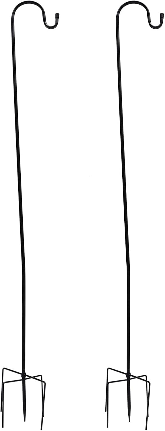 Cabilock 2pcs Shepherd Hook Metal Garden Stake Hooks Bird Feeder Garden