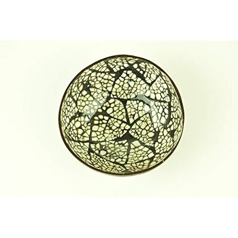 coconut bowl handmade decorative wood bowl natural round wooden bowl glossy lacquer paint inlaid with eggshell fruit sweet bowl black white, H007 Cover