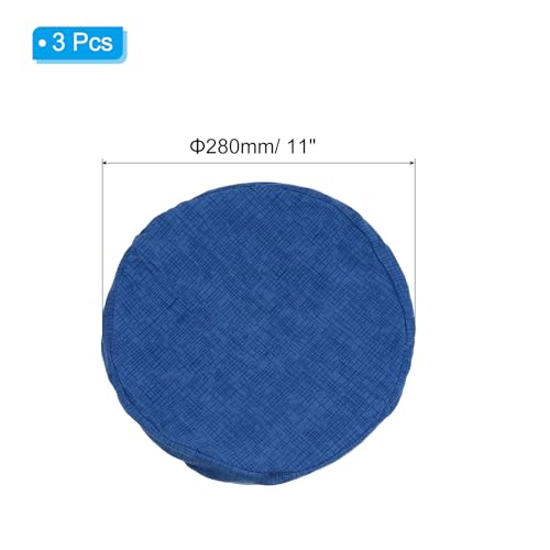 PATIKIL Round Bar Stool Cover, 3 Pack Elastic Bar Stool Cover Washable Seat Cushion for Diameter 12"-14" Chair, Dark Blue - Image 2