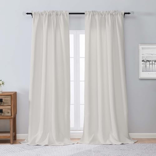 Image of Aiyufeng Blackout Curtains for Bedroom 96 Inch Length 2 Panels Set, Solid Thermal Insulated Privacy Protect Living Room Window Treatment Curtains Blackout Drapes, W52 x L96 Inch, Peal