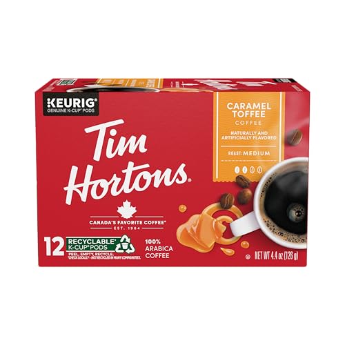 Tim Hortons 12ct KCUPs, Caramel Toffee Flavored 100% Arabica Coffee