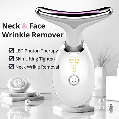 Wavy Chic Beauty Facial Massager, 3 Color LED Face Skin Rejuvenation for Face & Neck Beauty Device, 3 in 1 Face Massager, Microglow Handset for Skin Care, Neck Device Glossy (White)