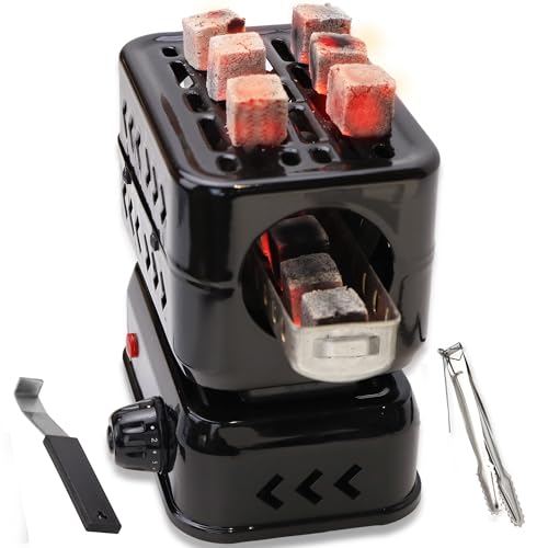SERdeerCH Elektrischer Kohlebrenner für Kokoskohle 1200 W Kokosnuss-Kohlekohle-Kohlekohleofen inklusive Gitter und Zange (schwarz)