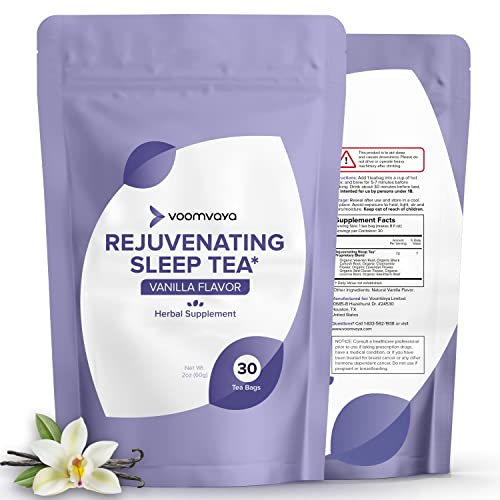 Voomvaya Rejuvenating Sleep Tea - Valerian Root Tea - Herbal Sleep Supplement For Menopause With Valerian Root, Lavender & Chamomile - Alleviates Hot Flashes, Night Sweats - 30 Teabags #TOP12