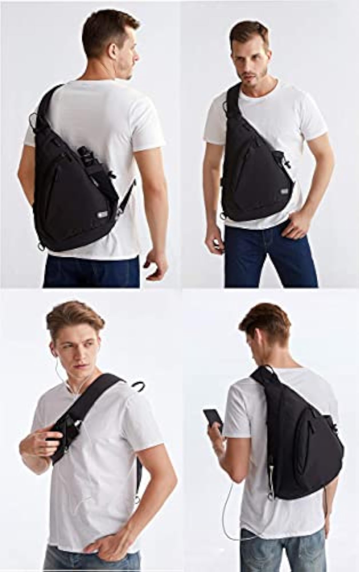 Water-Proof Sling Bag with USB Charging Port for Travel and Hiking