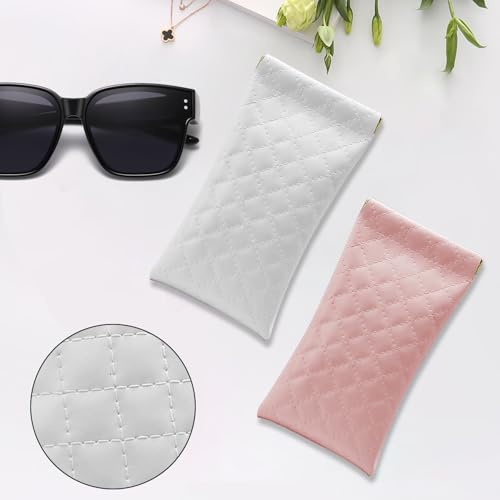 Image of ZACI Leather Eyeglass Cases Portable Sunglasses Cases Squeeze Top PU Glasses Pouch Travel Soft Trinket Organizer Bags